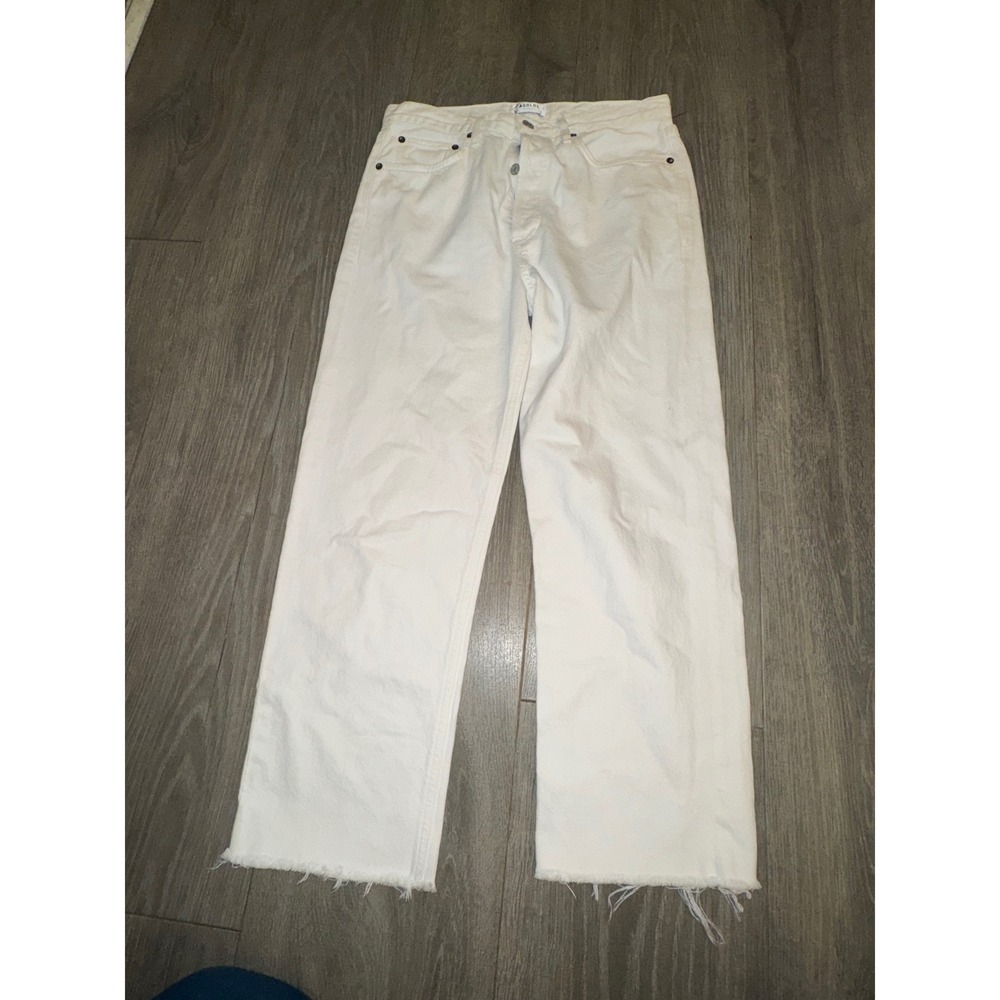 AGOLDE 90s Crop White High Rise Straight Leg Raw Hem Jeans Size 28 A173-1183